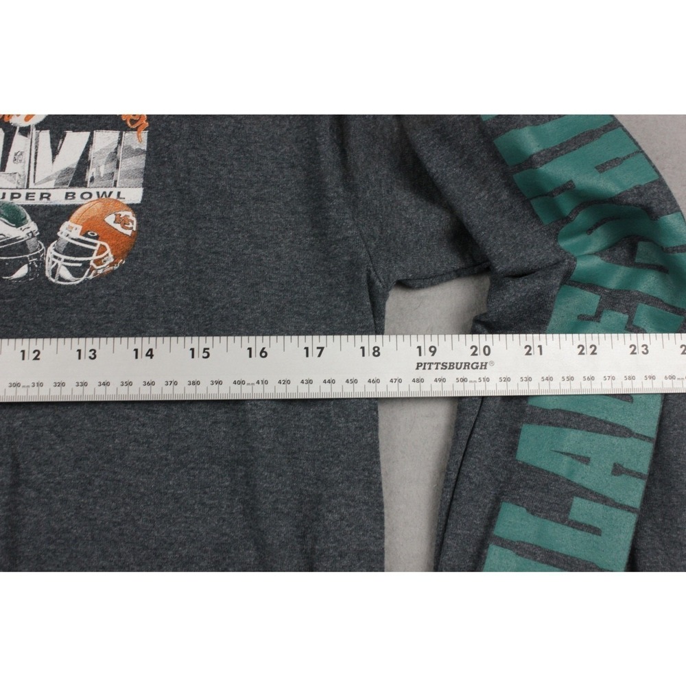 Super Bowl LVII Shirt Mens Medium Gray Long Sleeve Eagles Chiefs Dirty Drummer - Picture 8 of 9